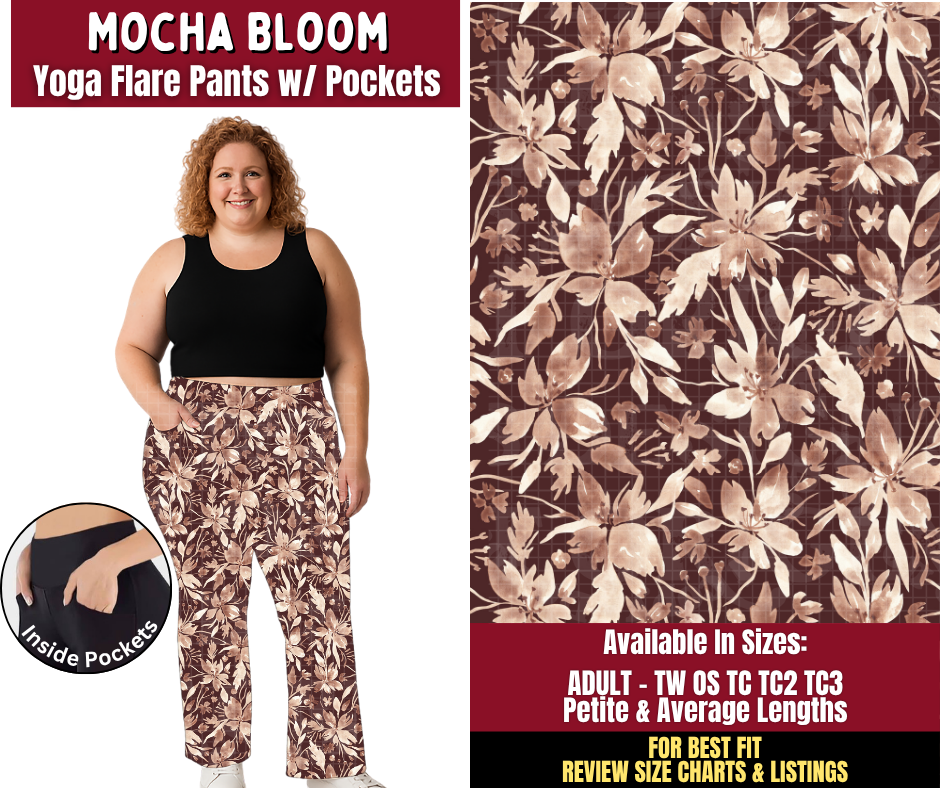 Preorder! Closes 9/28. ETA Dec. Mocha Bloom Yoga Flare Pants