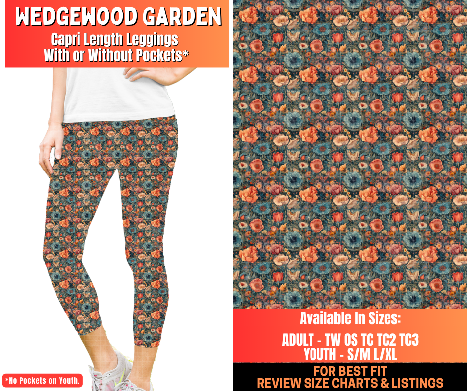 Preorder! Closes 12/29. ETA March. Wedgewood Garden Capri Length Leggings w/wo Pockets