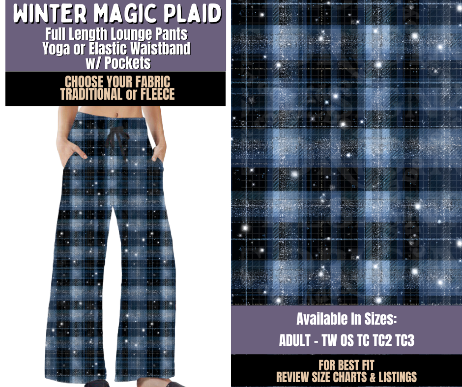 Preorder! Closes 9/3. ETA Dec. Winter Magic Plaid Lounge Pants Choose Fleece or Traditional