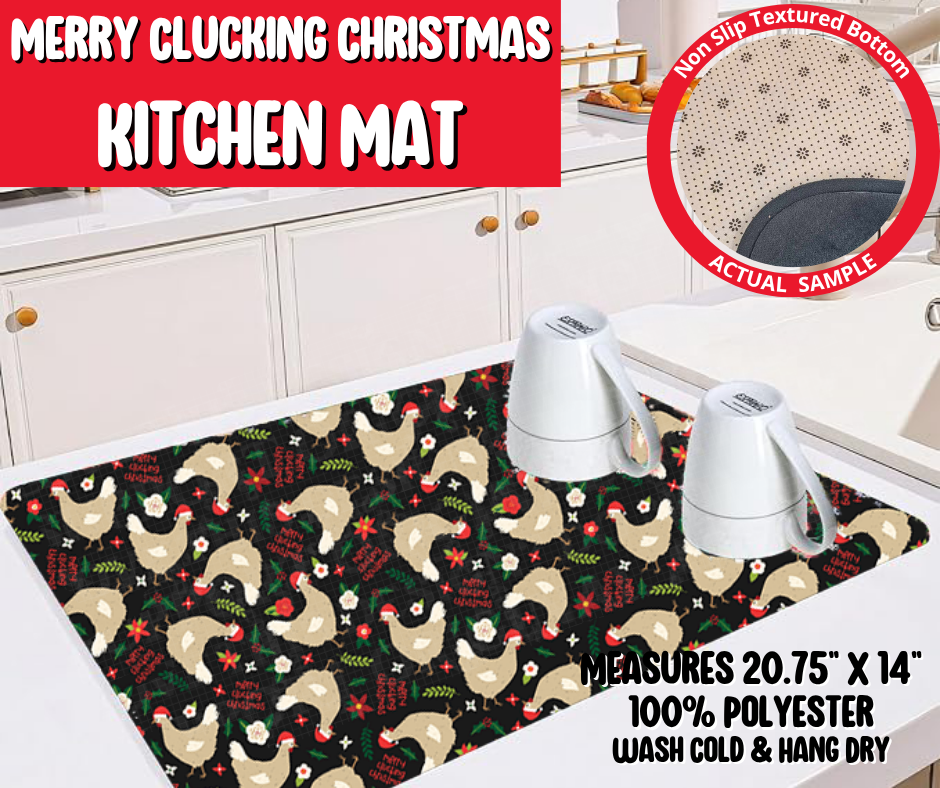 Preorder! Closes 8/20. ETA Nov. Merry Clucking Christmas Kitchen Mat