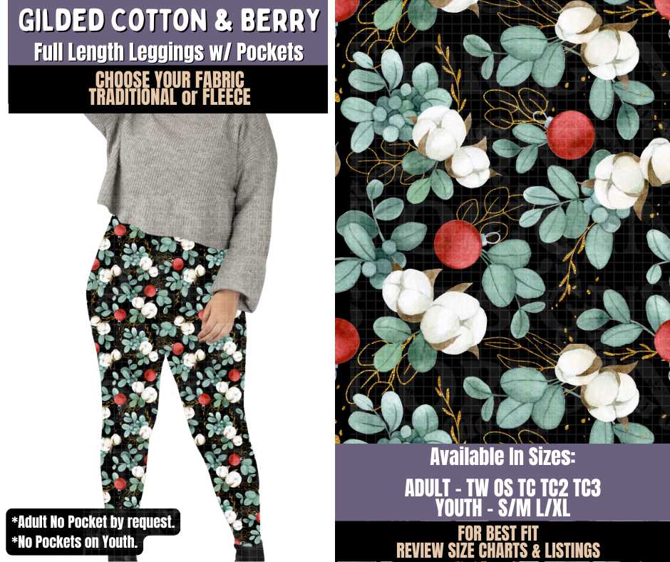 Preorder! Closes 9/3. ETA Dec. Gilded Cotton & Berry Leggings Choose Fleece or Traditional