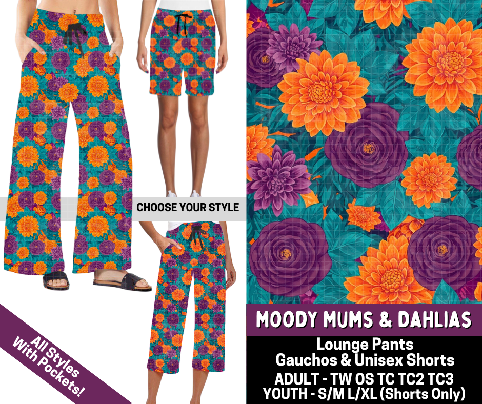 Preorder! Closes 7/9. ETA Oct. Moody Mums & Dahlias Combo Lounge Lengths