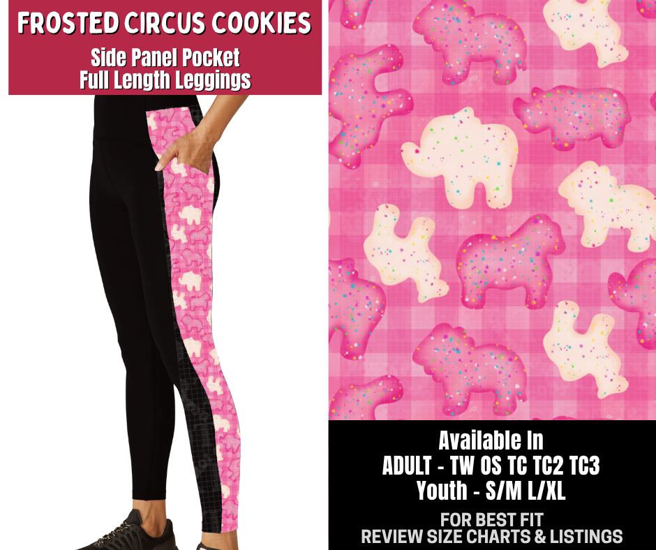 Preorder! Closes 10/14. ETA Jan. Frosted Circus Cookie Side Panel Pocket Full Length Leggings