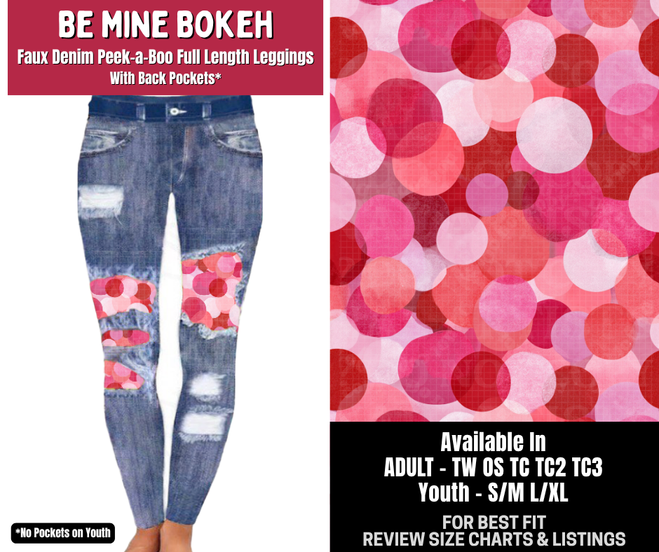 Preorder! Closes 10/14. ETA Jan. Be Mine Bokeh Full Length Faux Denim Peekaboo