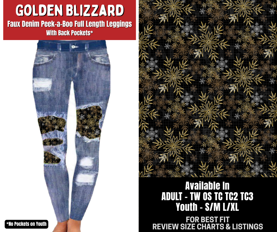 Preorder! Closes 8/31. ETA Dec. Golden Blizzard Full Length Faux Denim Peekaboo