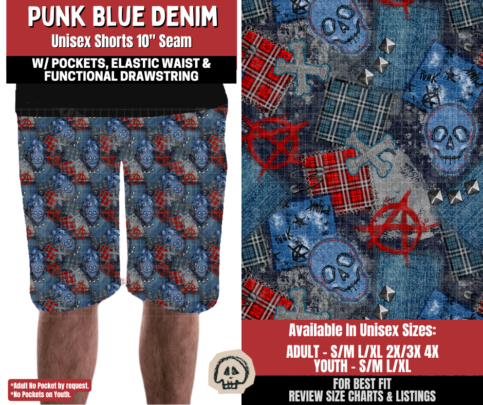 Preorder! Closes 12/22. ETA March. Punk Blue Denim Unisex Shorts