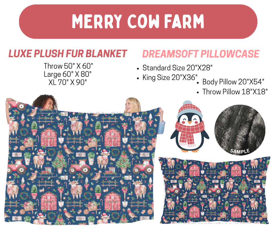 Preorder! Closes 8/17. ETA Nov. Merry Cow Farm Luxe Plush Fur Blanket and/or DreamSoft Pillowcase