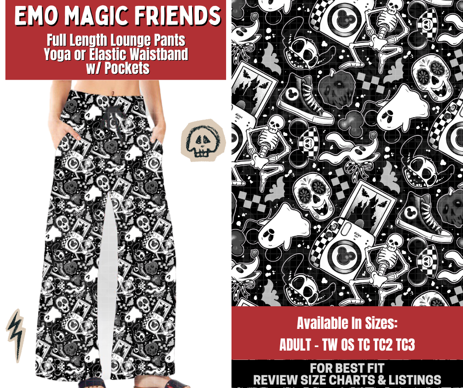 Preorder! Closes 12/22. ETA March. Emo Magic Friends Full Length Lounge Pants