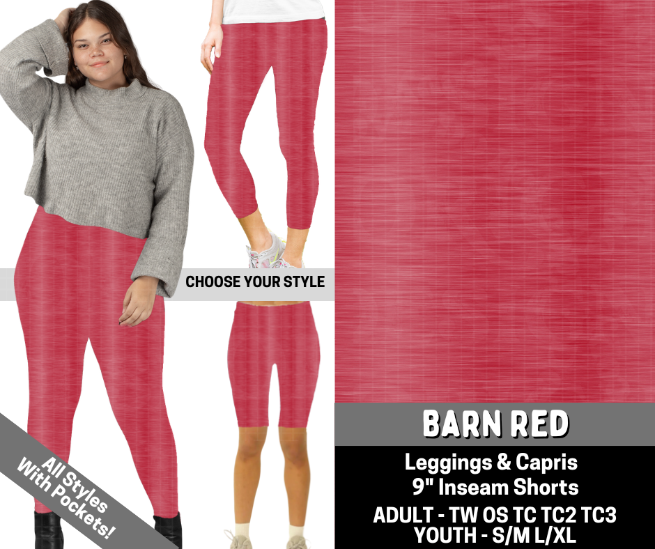 Preorder! Closes 6/15. ETA Sept. Barn Red Combo Legging Lengths