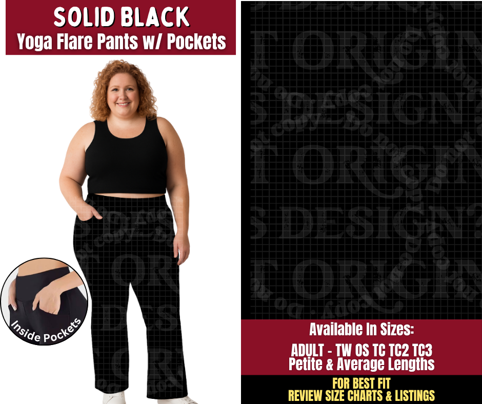 Preorder! Closes 9/28. ETA Dec. Solid Black Yoga Flare Pants