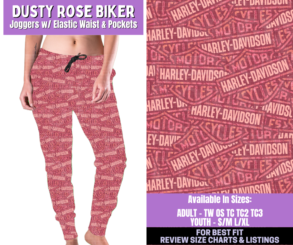 Preorder! Closes 1/5. ETA March. Dusty Rose Biker Joggers