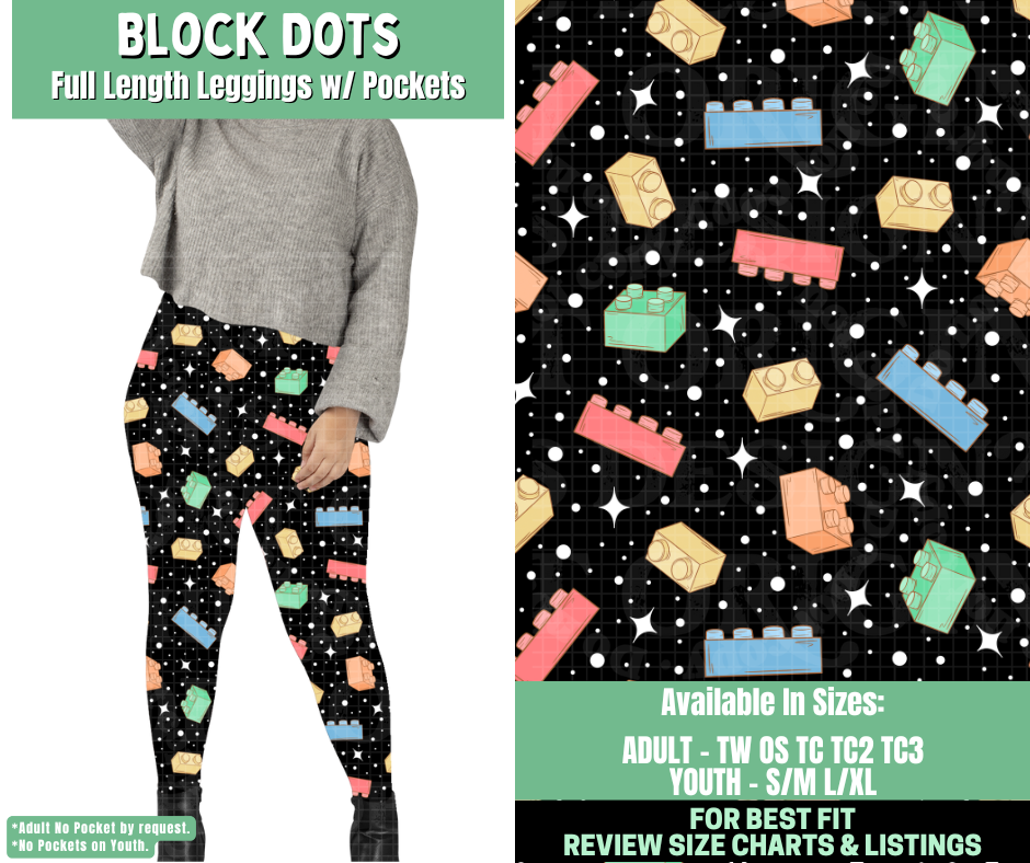 Preorder! Closes 1/7. ETA March. Block Dots Full Length Leggings w/wo Pockets