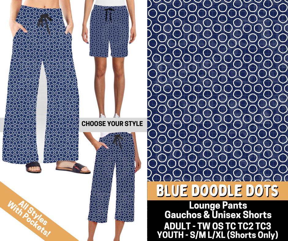 Preorder! Closes 5/25. ETA Aug. Blue Doodle Dots Combo Lounge Lengths