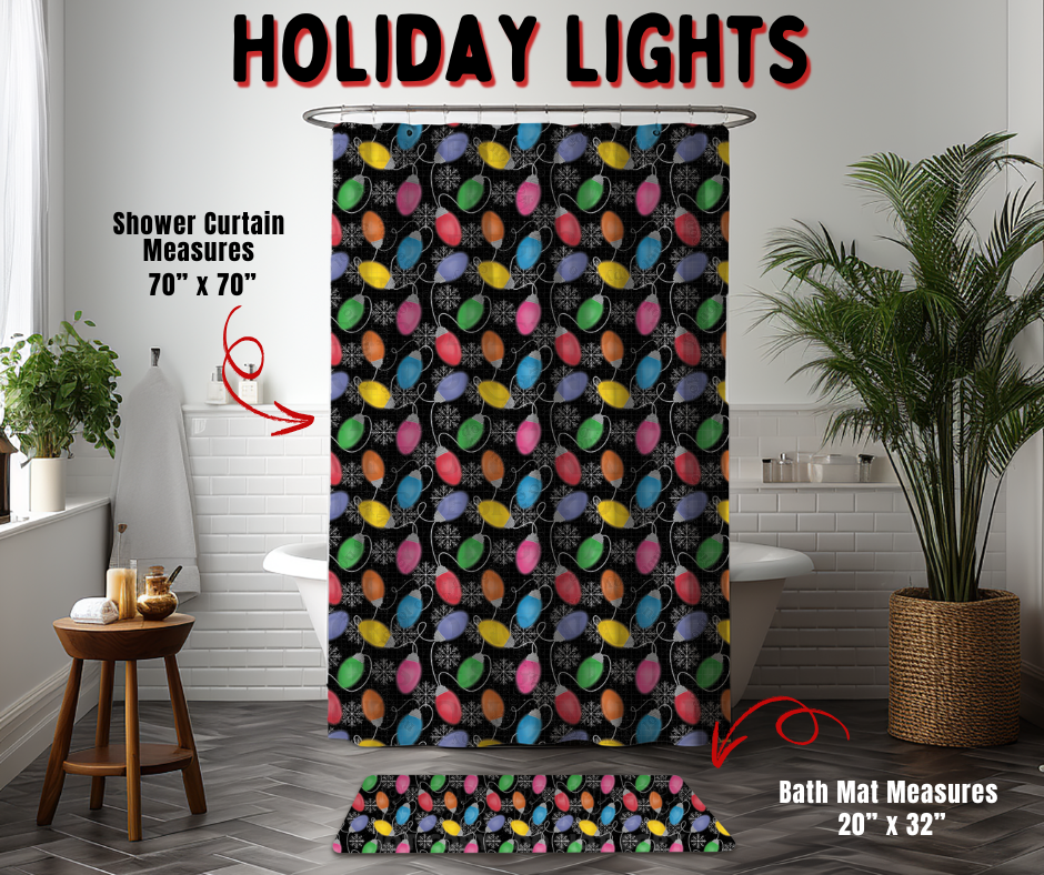 Preorder! Closes 9/2. ETA Dec. Holiday Lights Custom Shower Curtain and/or Bath Mat