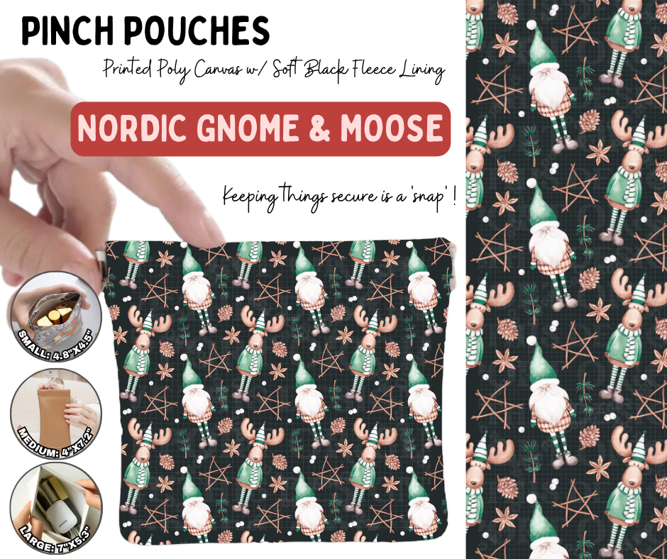 Preorder! Closes 8/19. ETA Nov. Nordic Gnome & Moose Pinch Pouches in 3 Sizes