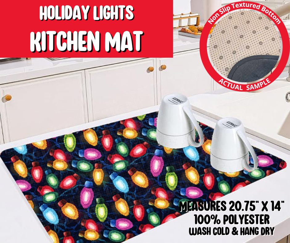Preorder! Closes 8/20. ETA Nov. Holiday Lights Kitchen Mat