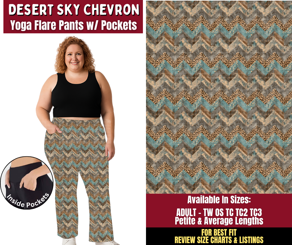Preorder! Closes 9/28. ETA Dec. Desert Sky Chevron Yoga Flare Pants