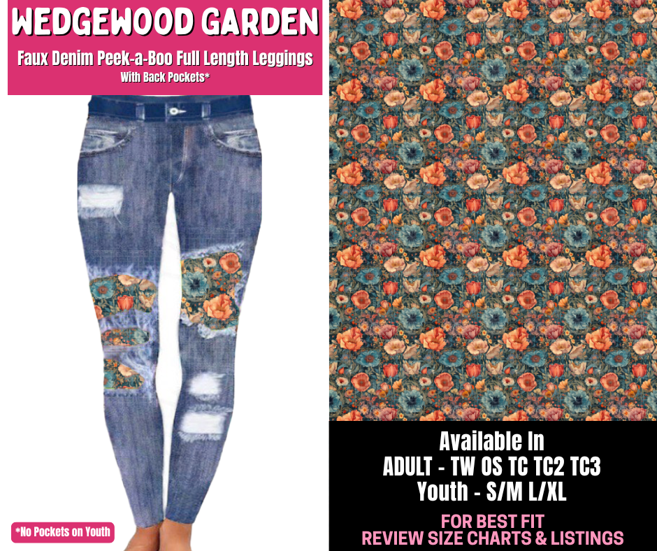 Preorder! Closes 1/1. ETA March. Wedgewood Garden Full Length Faux Denim Peekaboo