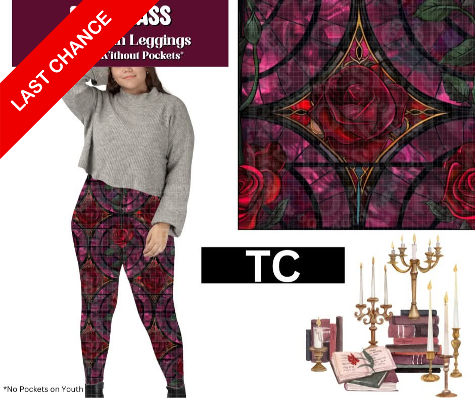Rose Glass Full Length Leggings w/ Pockets
