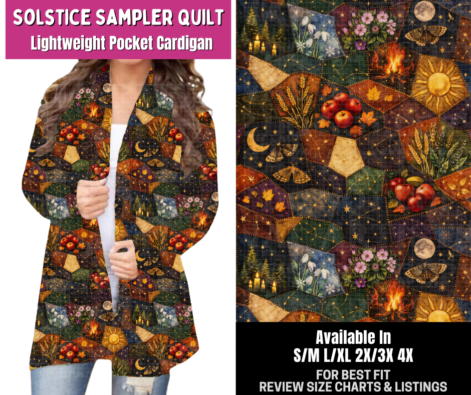 Preorder! Closes 6/18. ETA Sept. Solstice Sampler Quilt Pocket Cardigan