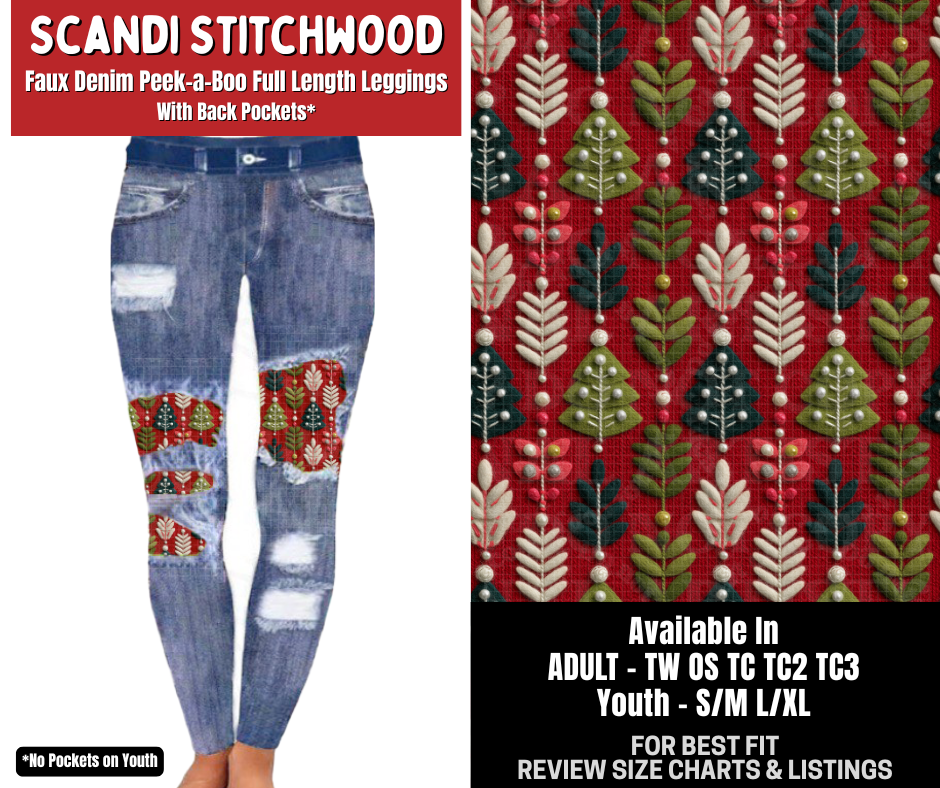 Preorder! Closes 8/31. ETA Dec. Scandi Stitchwood Full Length Faux Denim Peekaboo