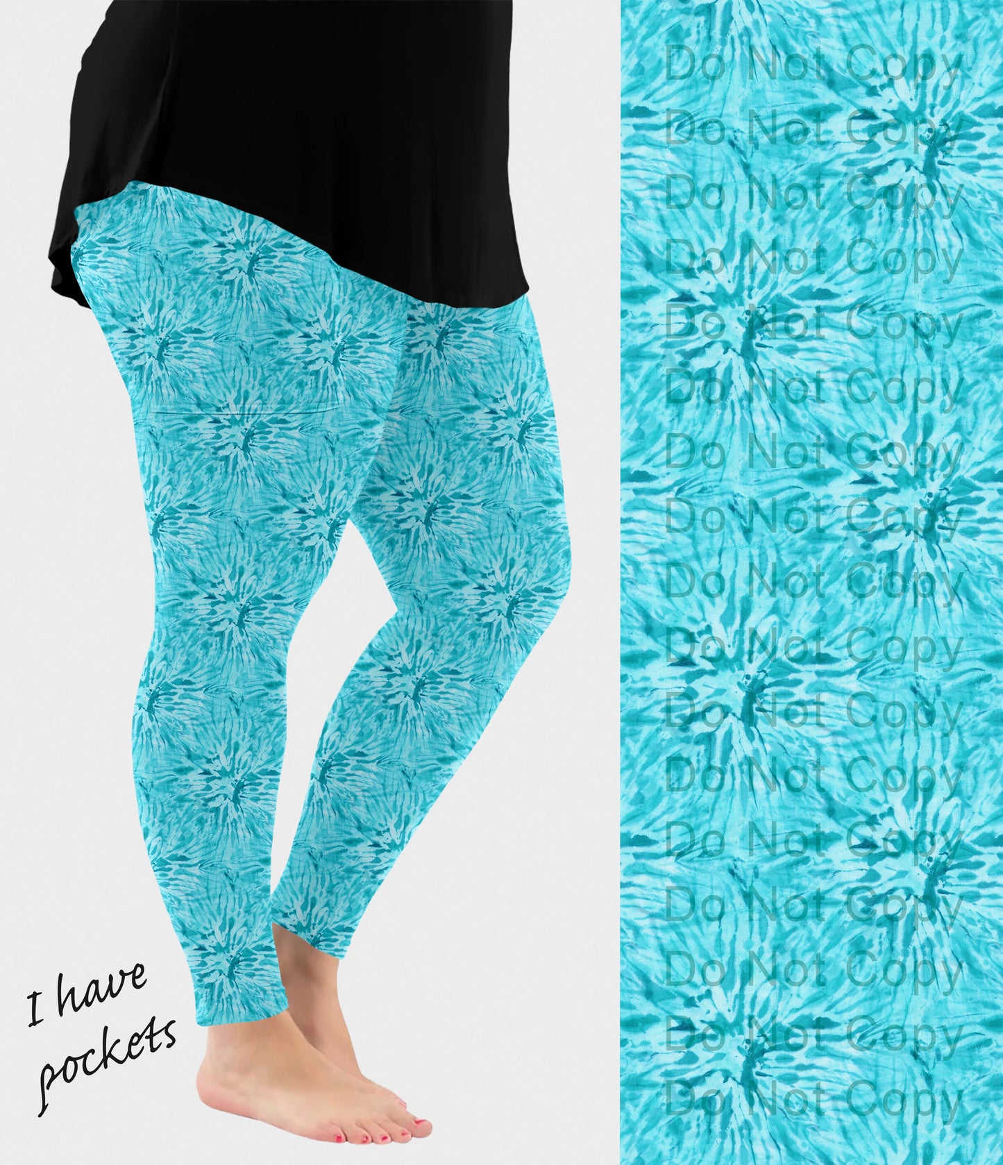 RTS - Sea Blue Tie Dye Leggings with Pockets