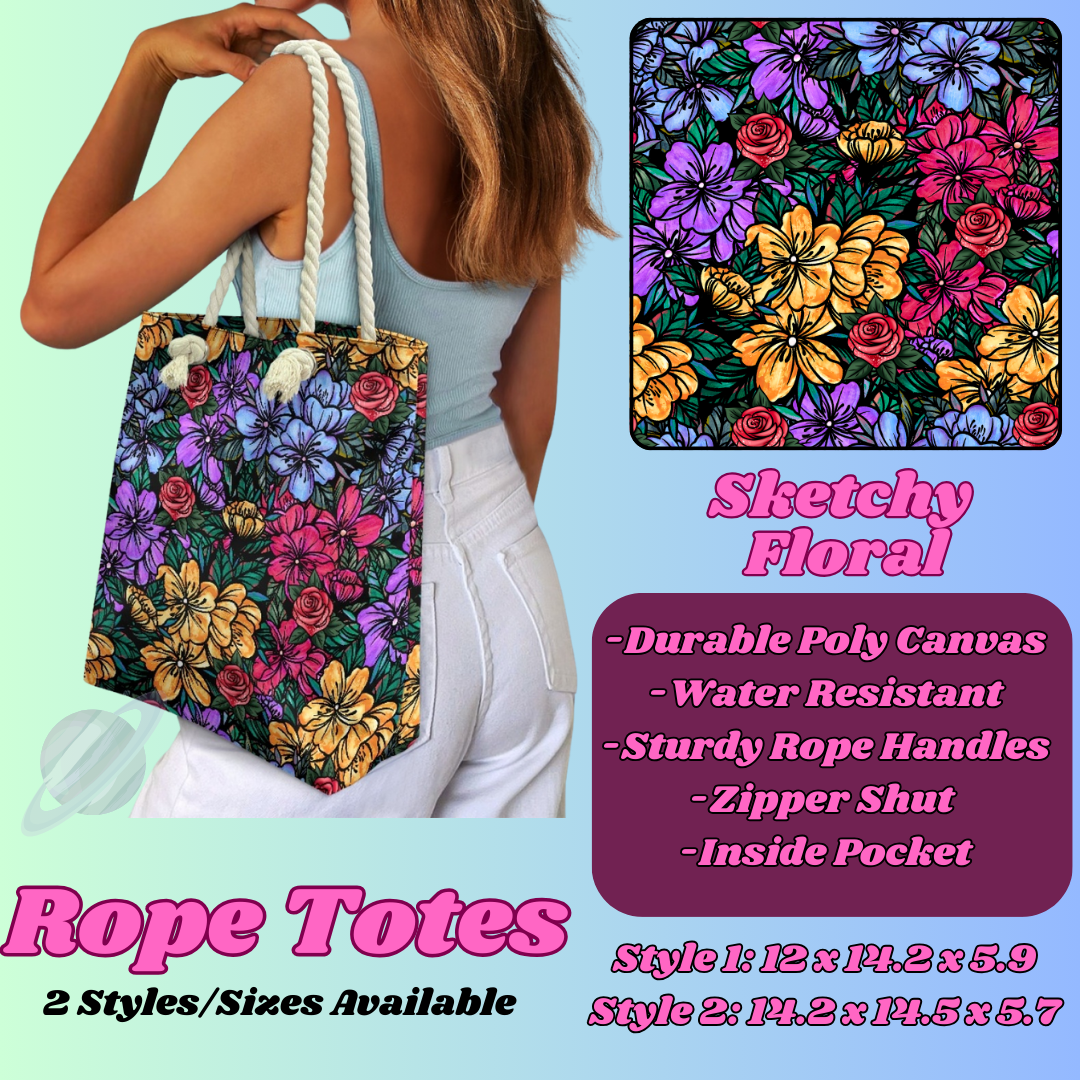 SKETCHY FLORAL-ROPE TOTE PREORDER CLOSING 5/6