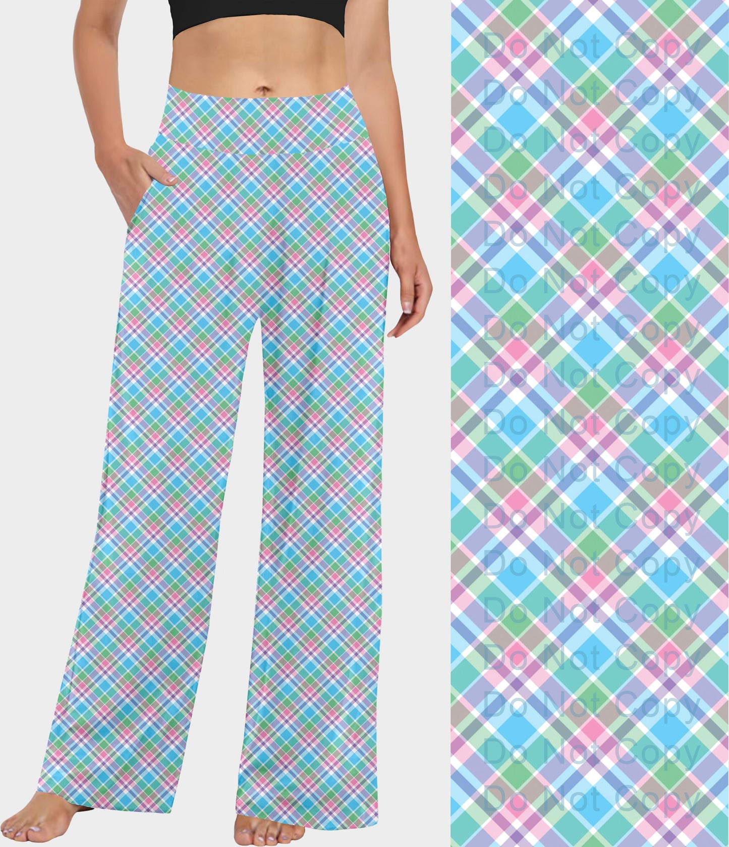 RTS - Spring Blue Plaid Lounge Pants