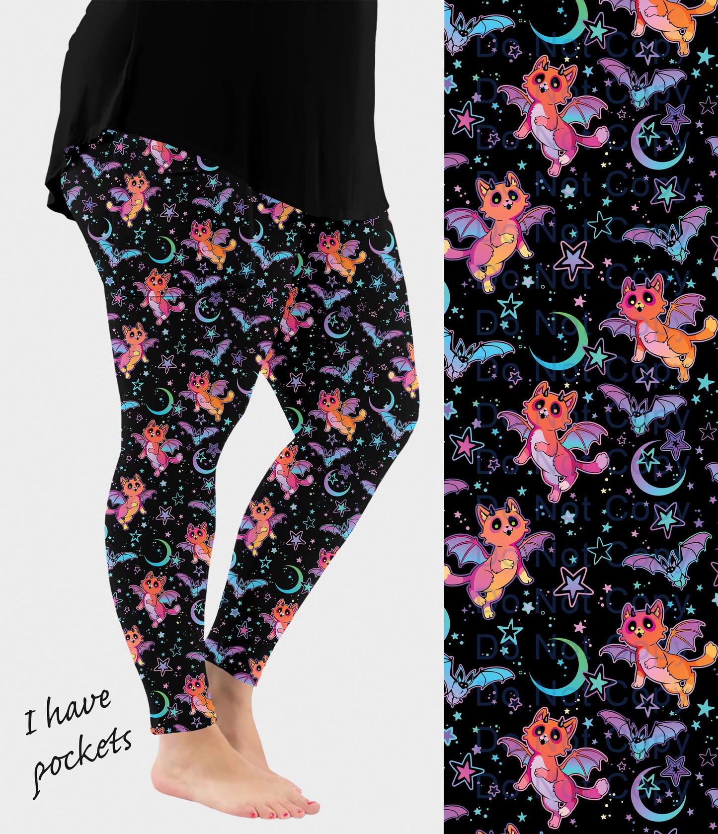 RTS - Winged Cat Leggings w/ Pockets