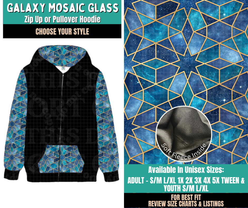 Preorder! Closes 11/12. ETA Feb. Galaxy Mosaic Glass Zip-Up or Pullover Hoodie