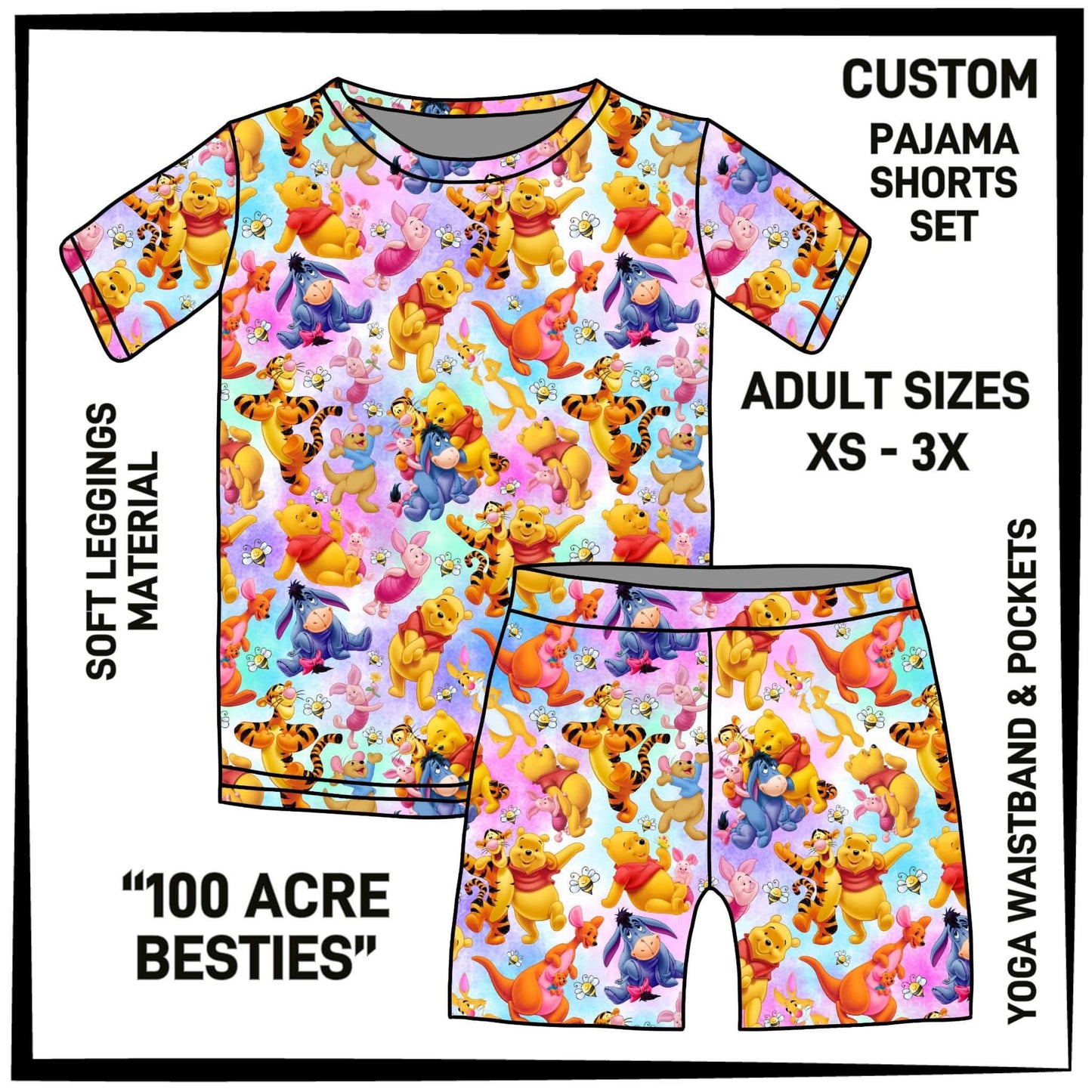 PS1S - 100 Acre Besties Pajamas Top & Shorts Set - Preorder Closing 7/1 ETA: Late Aug