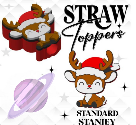 HOLIDAY DEER- 3D PRINTED STRAW CHARM