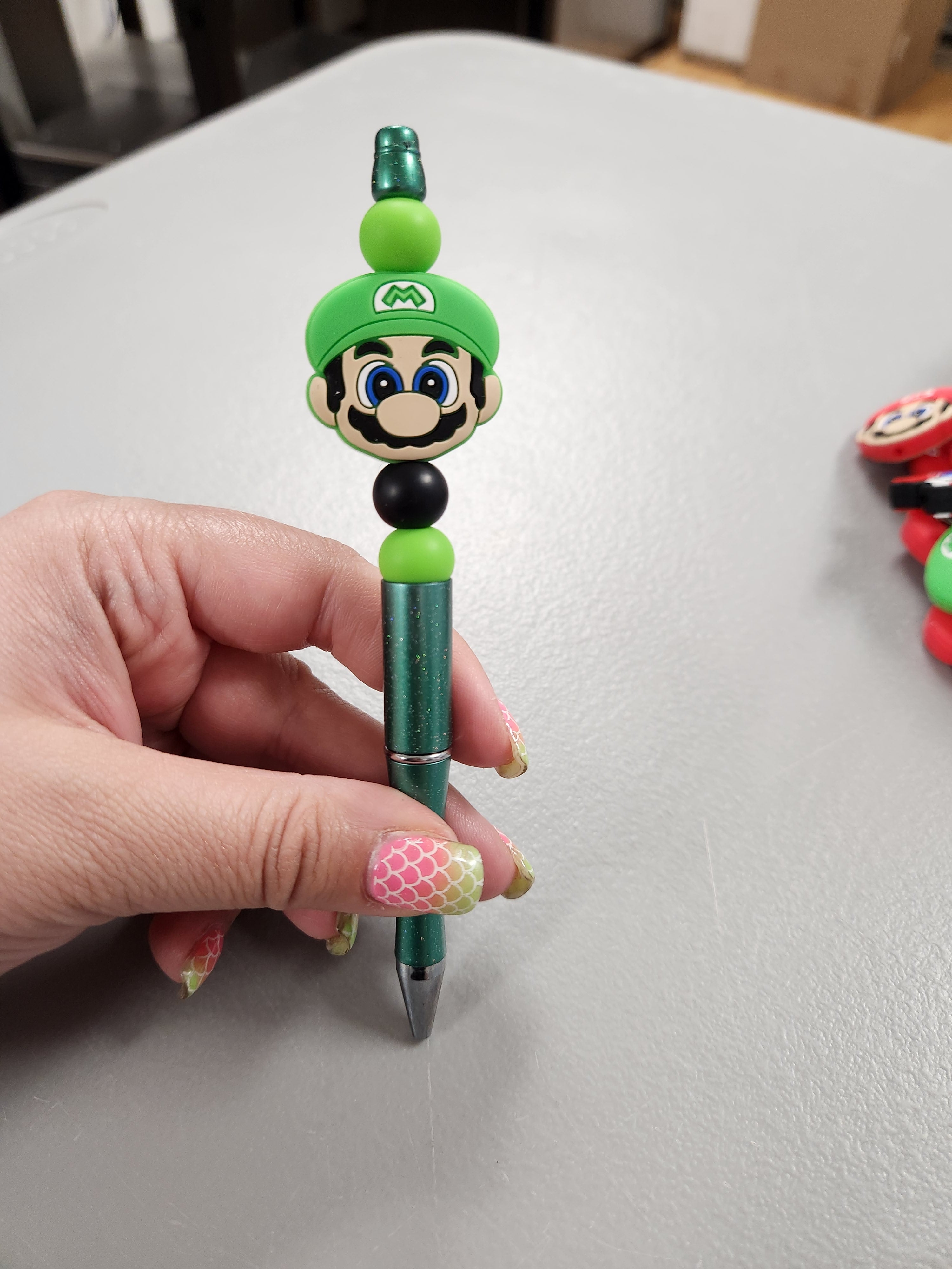 Green Plumber Silicone Beaded Pen or Keychain