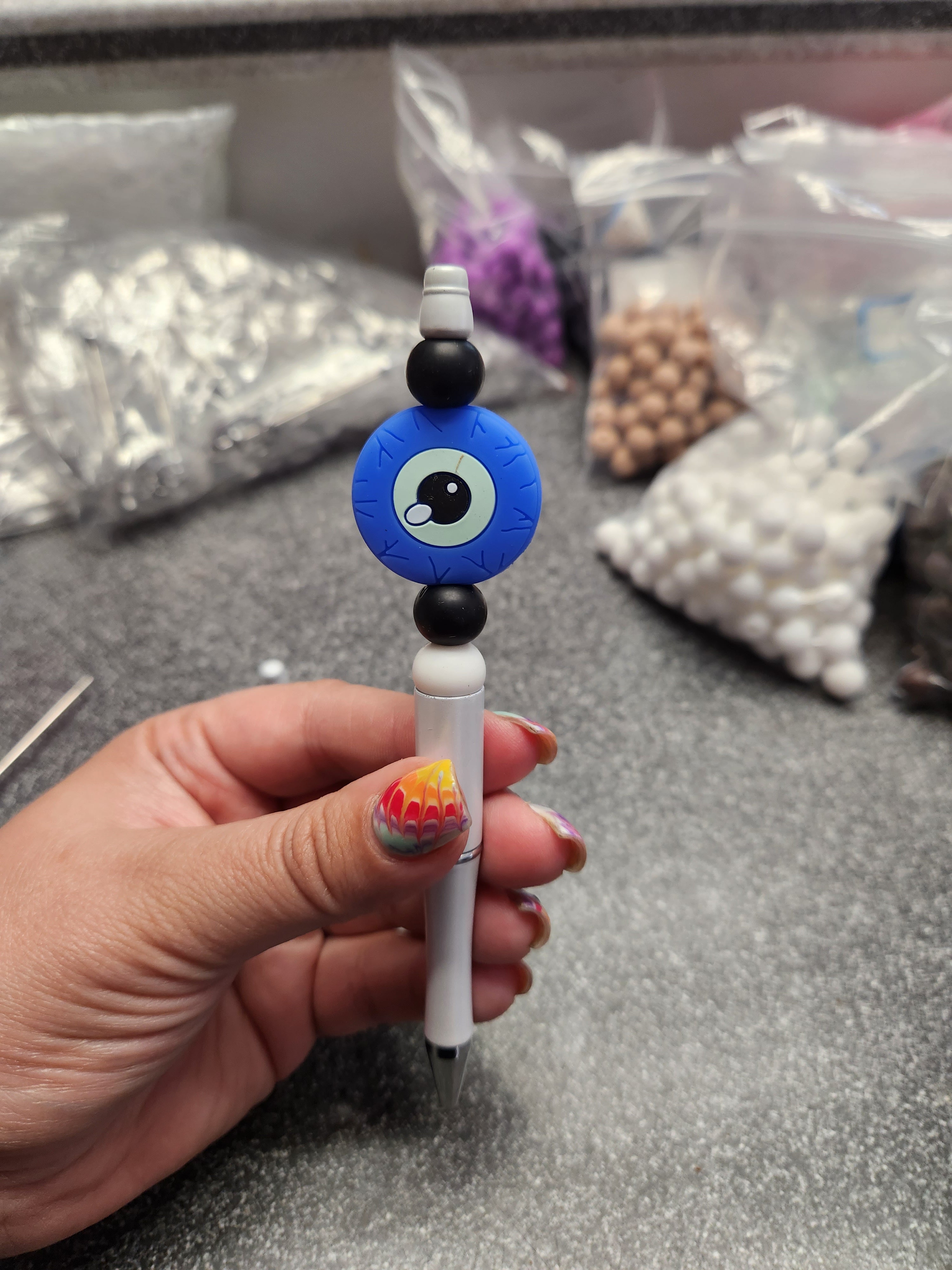 Evil Eye Silicone Beaded Pen or Keychain