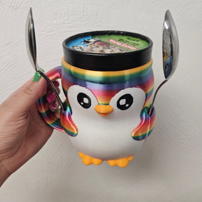 PEBBLE THE PENGUIN- 3D PRINTED ICE CREAM PINT HOLDER