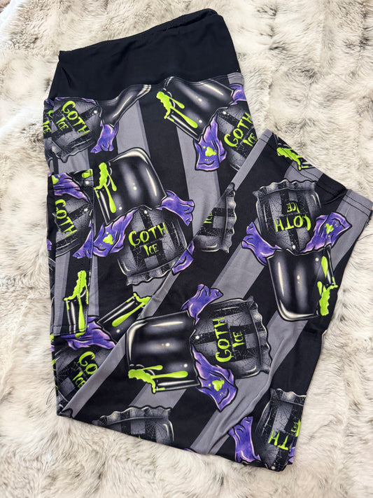 Goth Ice Capri Length Leggings With Pockets