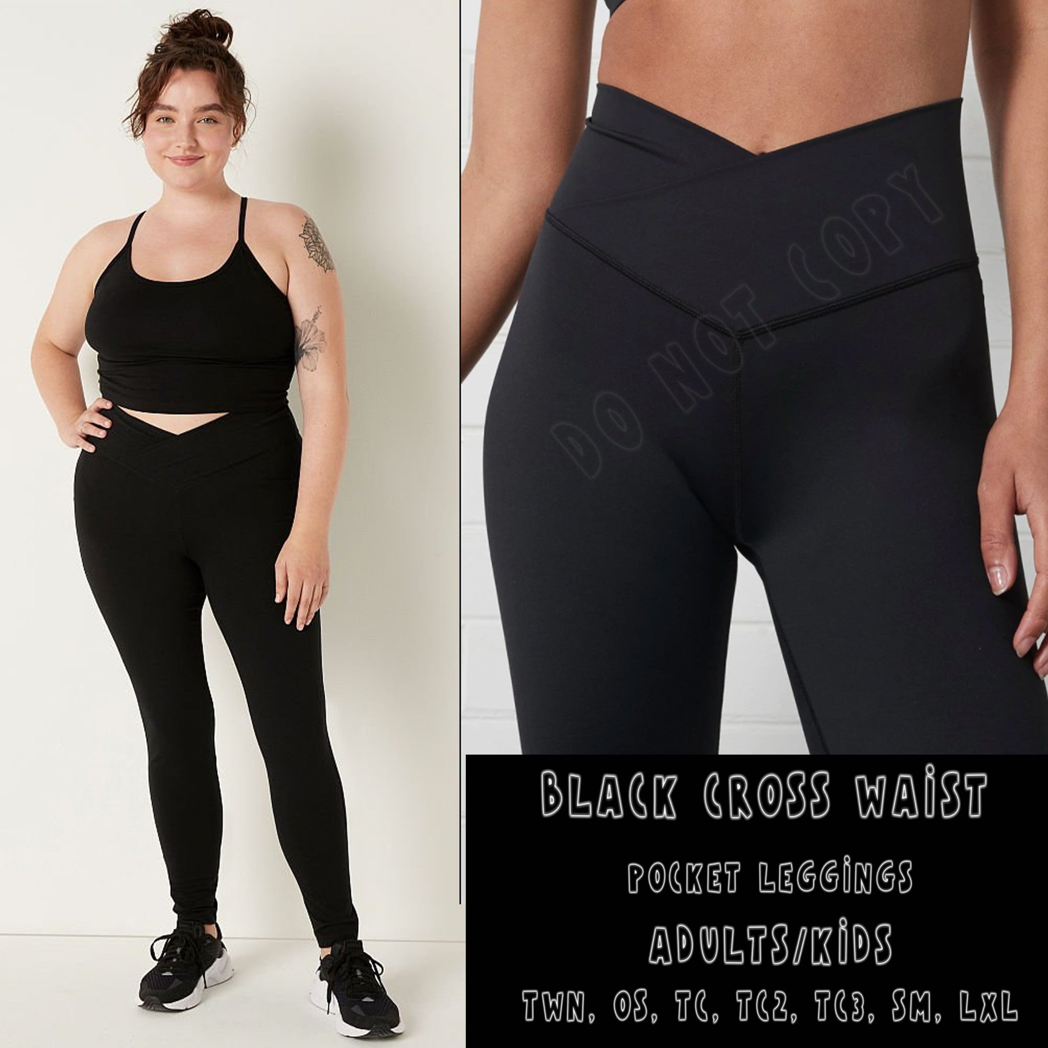 BATCH 66- CROSS WAIST BLACK POCKET LEGGINGS/CAPRI