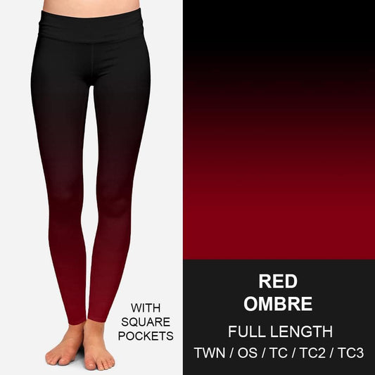 Red Ombre Full Length Leggings with Pockets