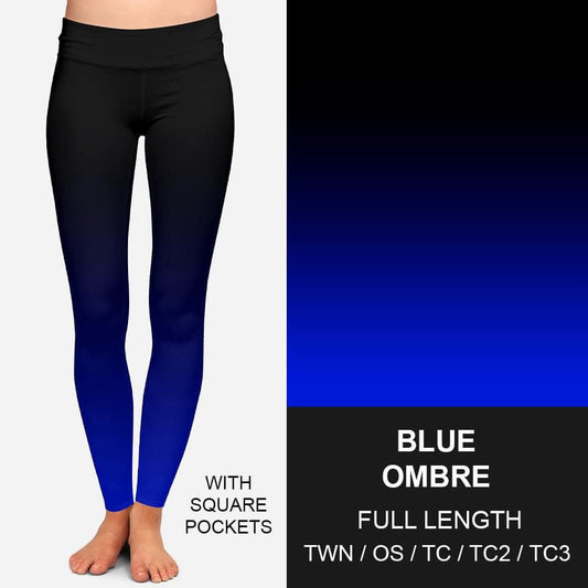 Blue Ombre Full Length Leggings with Pockets