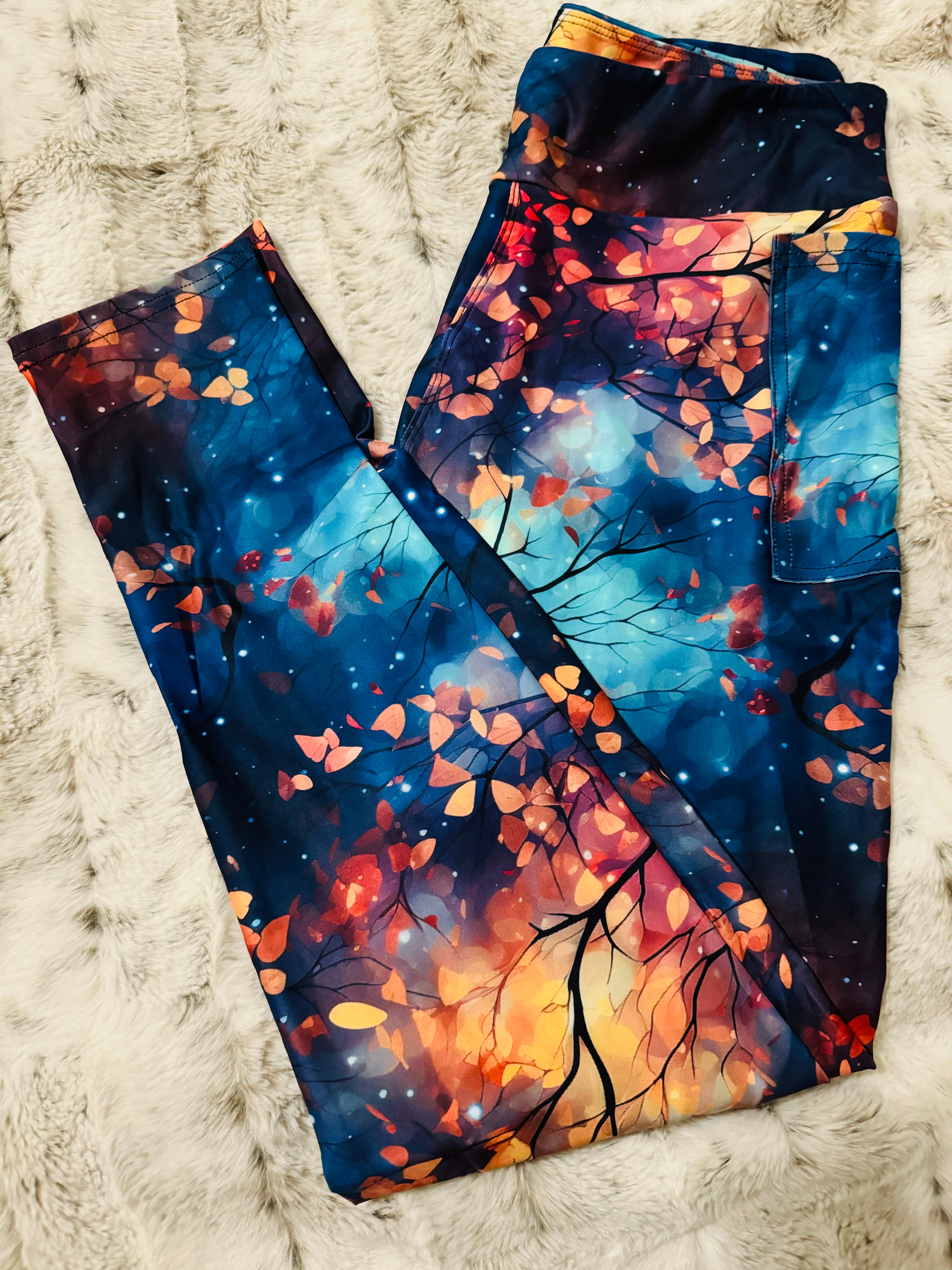 Fall Leaves Full Length Leggings With Pockets