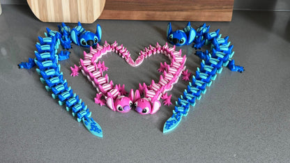 3D PRINTED BLUE ALIEN ARTICULATED DRAGON