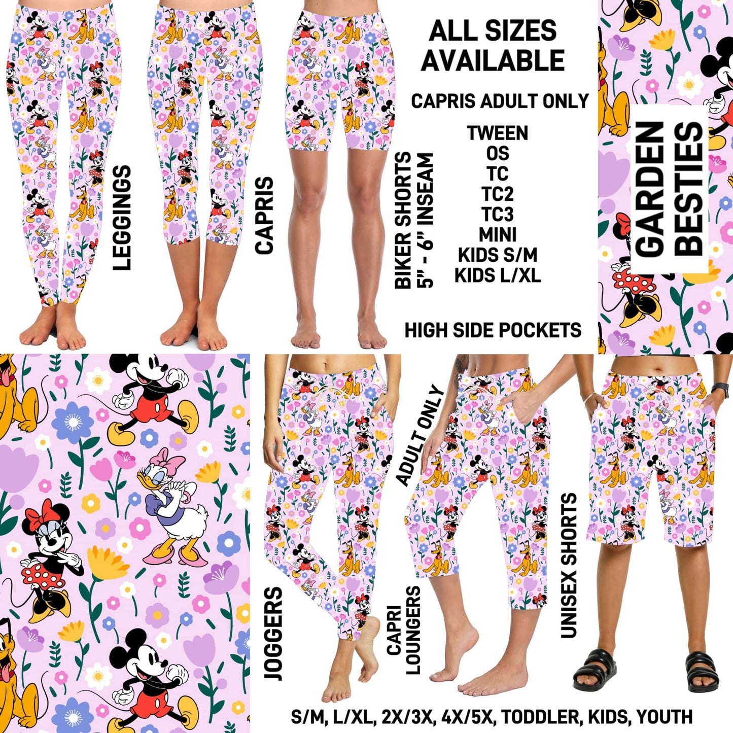 RTS - Garden Besties Biker/Capris/Leggings with High Side Pockets