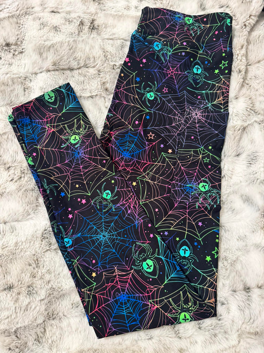 Neon Webs Full Length Leggings With Pockets