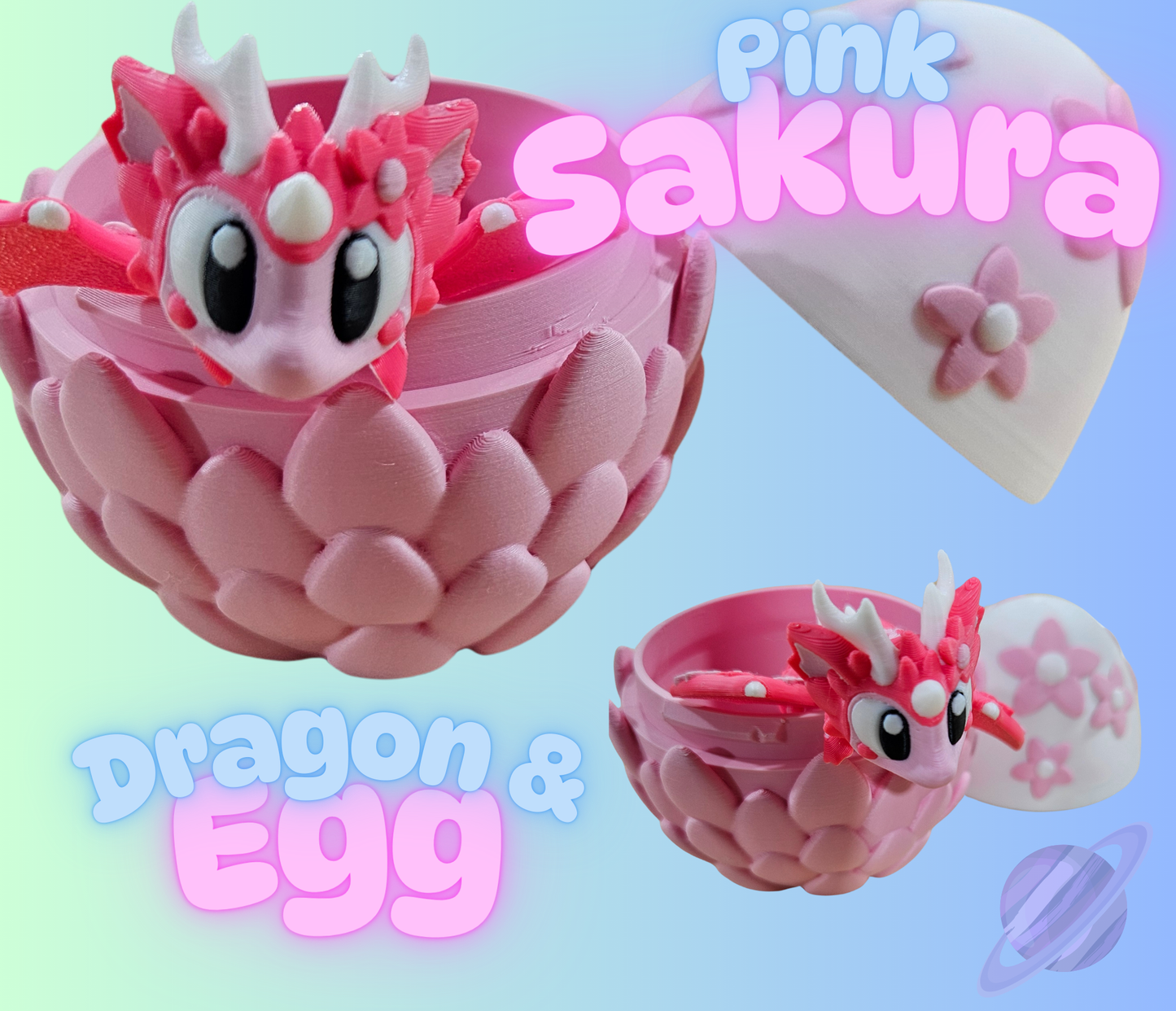 3D PRINTED PINK SAKURA DRAGON AND EGG