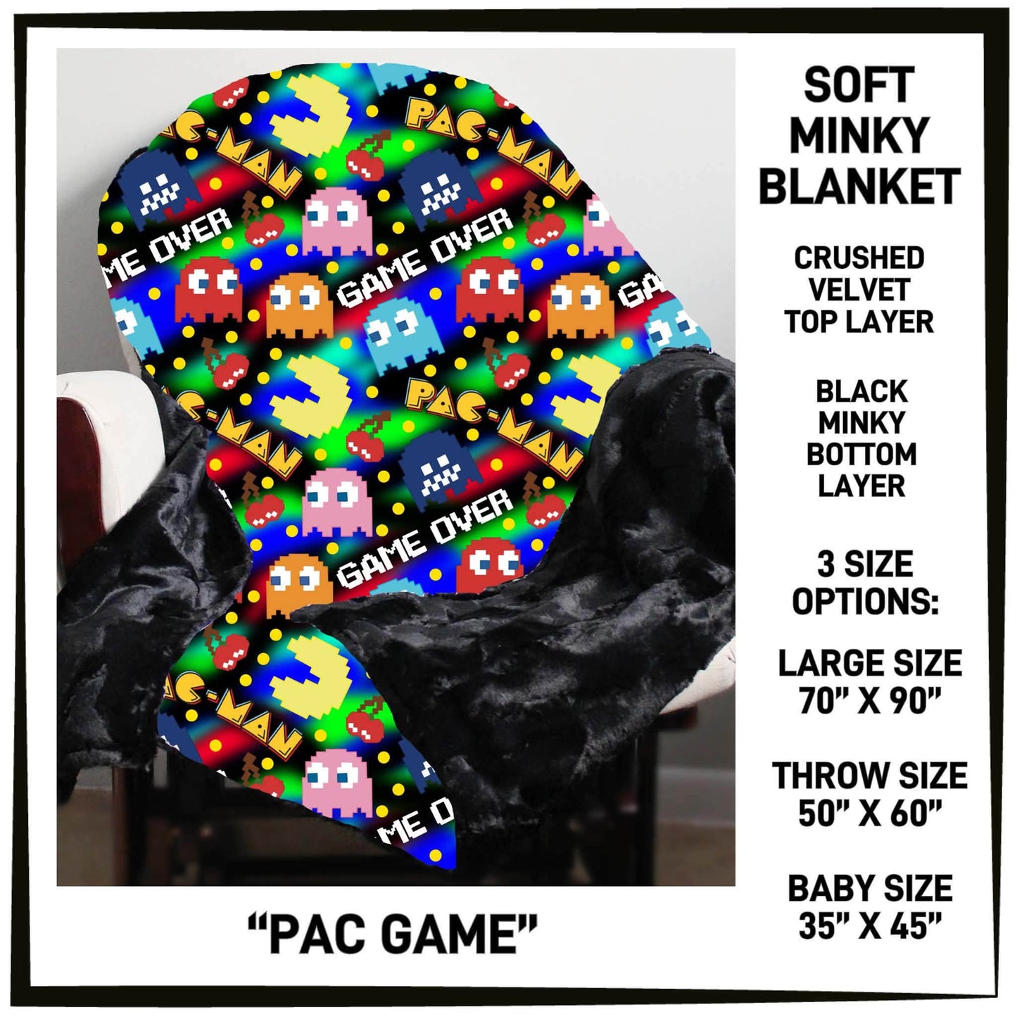 MI8B - Pac Game Minky Blanket - Preorder Closing 7/15 ETA: Late Sept