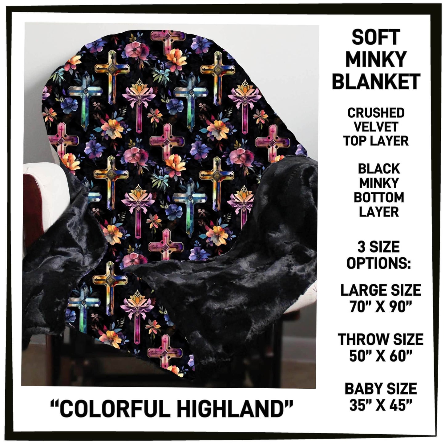 MI8B - Colorful Highland Minky Blanket - Preorder Closing 7/15 ETA: Late Sept