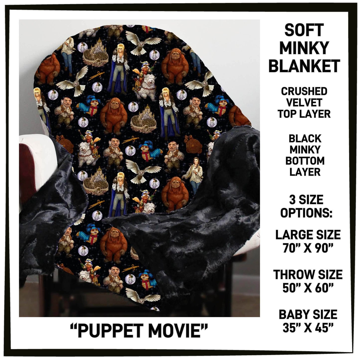 MI8B - Puppet Movie Minky Blanket - Preorder Closing 7/15 ETA: Late Sept