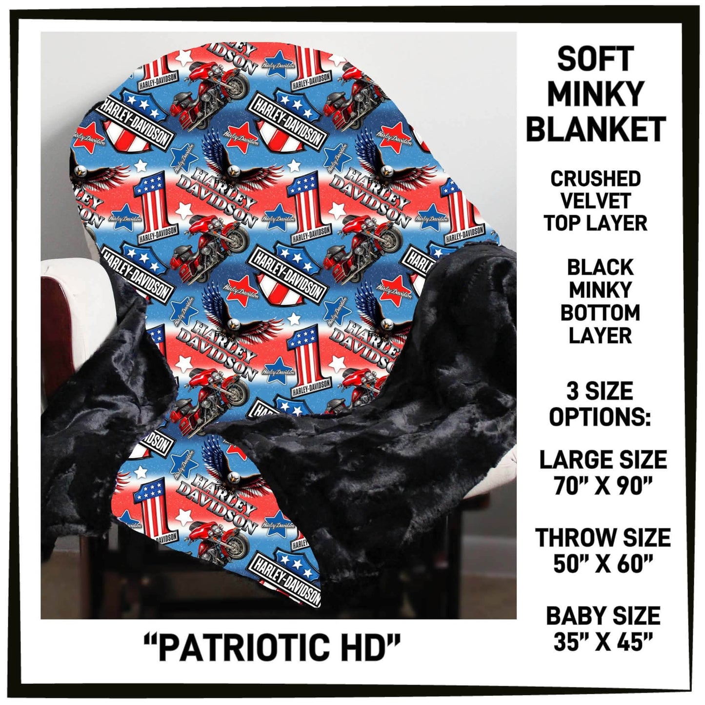 MI8B - Patriotic HD Minky Blanket - Preorder Closing 7/15 ETA: Late Sept