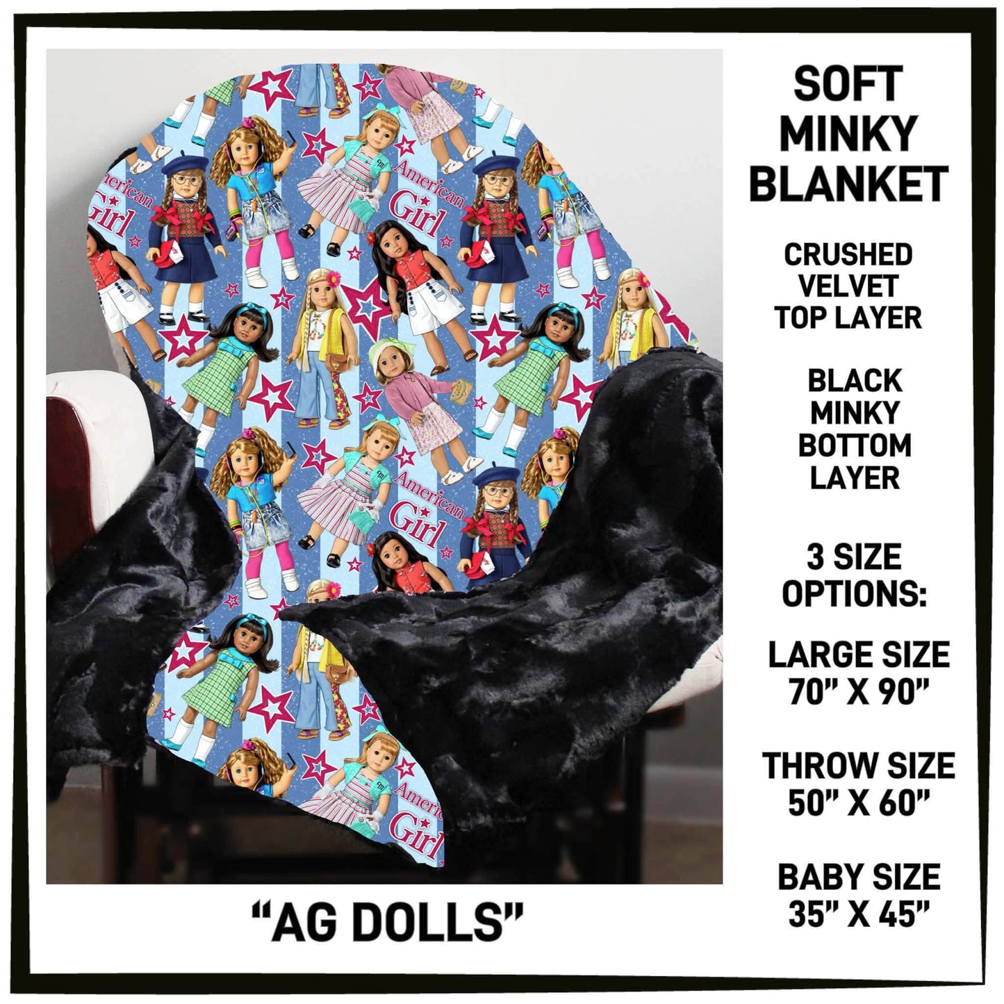 MI8B - Ag Dolls Minky Blanket - Preorder Closing 7/15 ETA: Late Sept