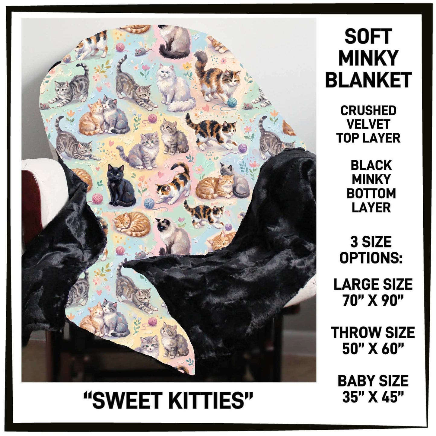 MI8B - Sweet Kitties Minky Blanket - Preorder Closing 7/15 ETA: Late Sept